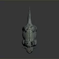 Fierce Horned Fantasy Creature 3D Character With Gray Skin And Pink Spines