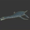 3D Rendered Blue Aquatic Dinosaur Model With Long Neck And Flippers