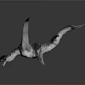 Gray Pterosaur Model With Spread Wings And Red Mouth On Dark Background