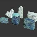 Household Ice Cubes In Various Shapes And Blue White Colors For Daily Use