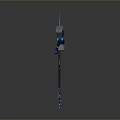 Futuristic Sci Fi Weapon Set With Glowing Blue Spear Hammer Sickle And Dagger