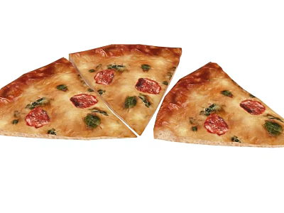 Delicious Pizza Slices With Pepperoni Fresh Basil Leaves And Cheesy Golden Crust 3d model