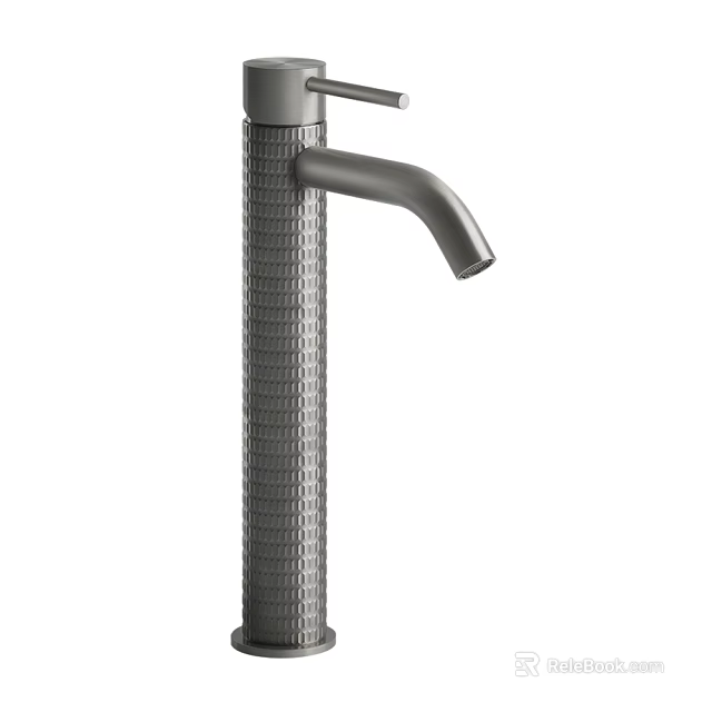 Modern Gray Faucet With Textured Surface And Single Handle Design 3d model