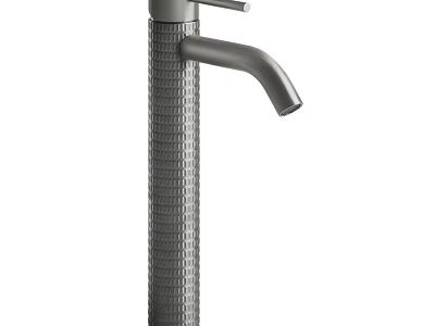 Modern Gray Faucet With Textured Surface And Single Handle Design 3d model