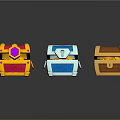 Three Colorful Treasure Chests With Gemstone Metal Buckle And Lid Design
