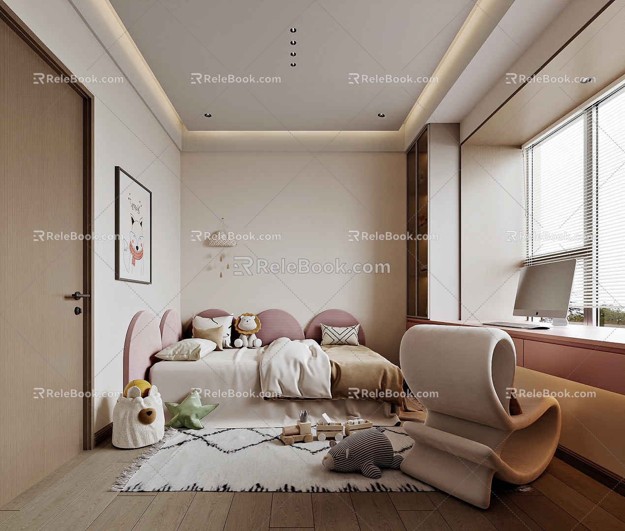 Modern Style Home Bedroom Girl Room 3d model