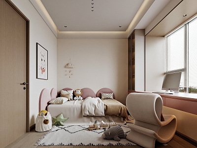 Modern Style Home Bedroom Girl Room 3d model