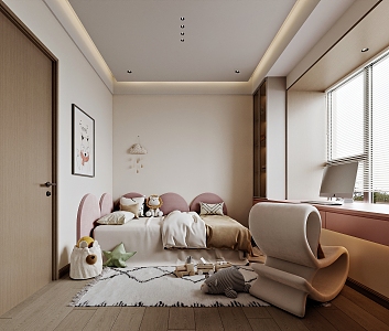 Modern Style Home Bedroom Girl Room 3d model