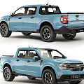 Blue Ford Maverick Pickup Truck Front And Rear View Design