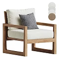 Wooden Frame Accent Chair With Cream Cushion And Black White Geometric Pillow Color Options