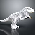 White Dinosaur Doll with Patterned Body Open Mouth Yellow Teeth and Black Claws