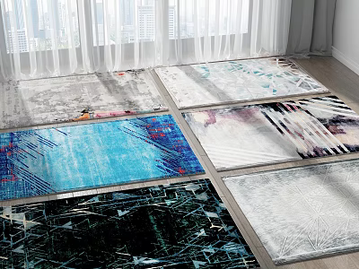 Colorful Abstract Pattern Square Rugs For Modern Living Room Floor Decor 3d model