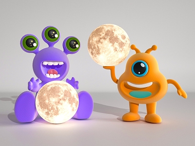 Monster Moon Table Lamp Cartoon Table Lamp 3d model