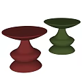 Two Red And Green Modern Side Tables With Layered Stacked Round Base Design 3d model