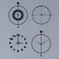 Minimalist Wall Clocks With Different Stylish Designs Hanging On White Wall 3d model