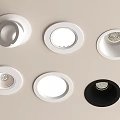 Modern Recessed Downlights and Spotlights in Various Styles on Light Background