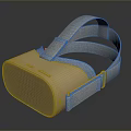 Computer VR Headset with Beige Front And Light Blue Adjustable Strap For Immersive VR Experience