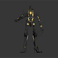 Humanoid Robot With Black And Gold Mechanical Structure And Articulated Limbs