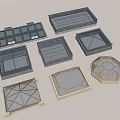 Geometric Shaped Architectural Skylight Components With Glass Panels And Frames 3d model