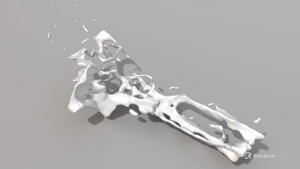 Contemporary Abstract Flowing White Sculpture With Hollow Irregular Artistic Form 3d model 