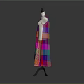 Colorful Square Pattern Sleeveless Long Dress Displayed On Black Mannequin In Gray Background