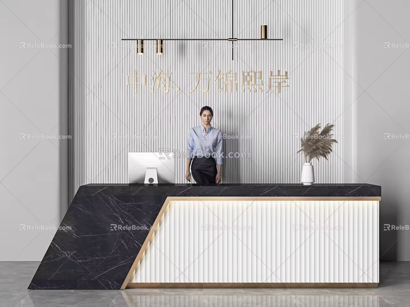 Modern Reception Desk Reception Hall 3d model