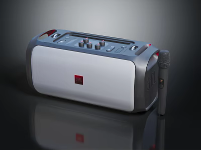 Modern Portable Electronic Speaker With Microphone And Control Buttons Design 3d model