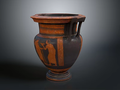 Ancient Greek Vase Sculpture With Carved Figures And Intricate Decorative Patterns 3d model