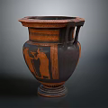 Ancient Greek Vase Sculpture With Carved Figures And Intricate Decorative Patterns