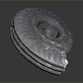 Vibrant Spiral Fossil With Purple Blue Pink Hues On Dark Background