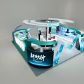 VICMEE Modern Exhibition Booth Design With Blue White Arc Structure And Display Area