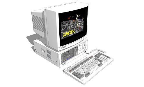 Modern computer Old-fashioned computer 3d model