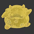 Vibrant Flower Ornaments Adorning Yellow Cow Piggy Bank With Colorful Petals And Orange Feet