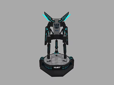 Black Mechanical Device With Glowing Blue Lines And VYAD On The Base 3d model