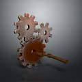Hardware Tools Featuring Interlocking Copper Colored Gears And Metal Shaft Mechanism 3d model