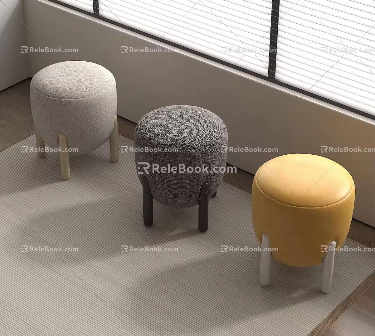 Modern sofa stool stool low stool combination 3d model