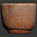 Unique Orange Ceramic Cup With Handmade Textured Surface And Rustic Design 3d model