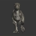 Realistic Velociraptor Dinosaur Figure Standing In Gray Color With Detailed Skin Texture On Dark Background
