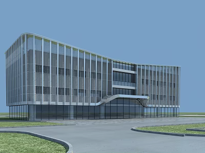 Modern Sales Office Building With Glass Curtain Wall And Contemporary Exterior Design 3d model