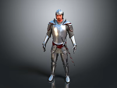Medieval Knight Weapon Featuring Shiny Silver Armor And Historical Design 3d model