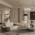 Modern Living Room Interior Design With Upholstered Sofa Marble Coffee Table And Abstract Wall Art