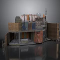 Industrial Abandoned Scenery Structure With Wooden Planks Metal Sheets And Fabric