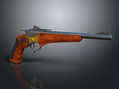 Classic Revolver With Wooden Grip Metal Barrel And Intricate Design Details 3d model