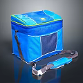 Blue And Yellow Insulated Cooler Bag With Mesh Pocket And Detachable Shoulder Strap