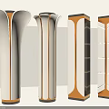 Modern Interior Columns With White Gold Accents And LED Strip Lighting