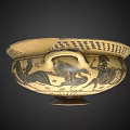 Ancient Greek Style Chandelier With Black Patterns And Decorative Handles Base Decoration