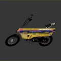 Yellow Motorcycle with Colorful Graffiti Black Seat Silver Exhaust Pipe and Headlight
