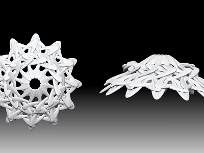 White Intricate 3D Printed Geometric Decorative Objects With Floral Star Shapes 3d model