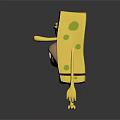 Yellow Square Character With Green Spots Big Eyes And Sharp Teeth In Standing Pose 3d model