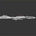 Futuristic Silver Crossbow With Metallic Body Red Accents And Mechanical Design